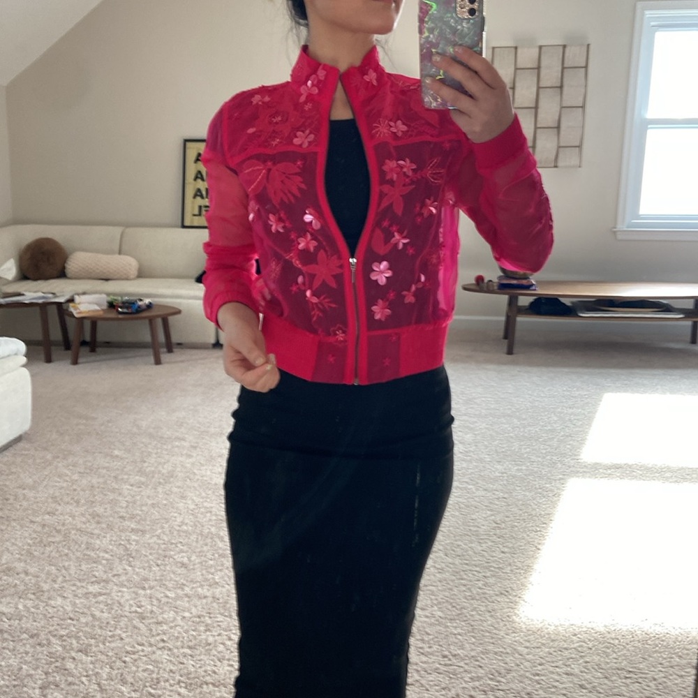 Elie Tahari 100% silk bomber jacket. Xs